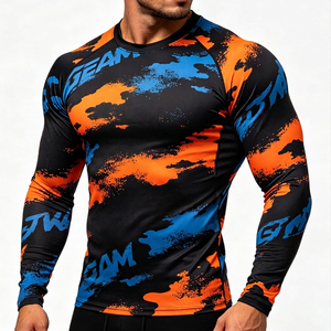 Custom <b>Men's</b> Full Sleeve Rash Guard Quick Dry <b>Compression</b> <b>Shirt</b> Polyester Sublimation Print Fitness Wear OEM - Product Image 1