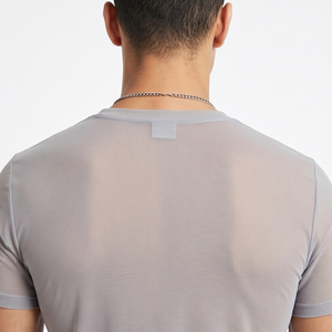 T-shirt léger en maille transparente, manches courtes, style mode, fabricant de t-shirts en maille transparente pour hommes - Product Image 3