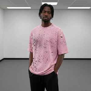 เสื้อยืดผู้ชายแฟชั่นใหม่ ผ้าฝ้าย 100% ทรงโอเวอร์ไซส์ ระบายอากาศได้ดี ป้องกันรอยยับ สไตล์ฮิปฮอป น้ำหนัก 180 กรัม คอกลม พร้อมปักโลโก้ตามสั่ง - Product Image 2