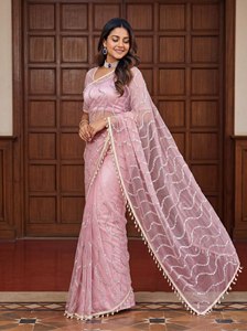 Soft <b>Net</b> Designer Saree Pearl Embroidery Saree Original Pearl Work Saree Beads Embroidery Saree Moti Work <b>Net</b> - Product Image 1