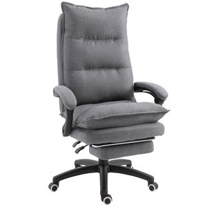 Sedia da Ufficio Direzionale con Rotazione a 360°, Reclinabile Regolabile, Poggiapiedi Retrattile, Base in Nylon, Colore Grigio, Certificata BIFMA - Product Image 1