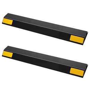 2 pièces de butées de stationnement réfléchissantes robustes de 18 pouces en PP, pour garage, aide au stationnement, guide-roues pour véhicules, blocs de guidage, pare-chocs - Product Image 1