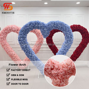 LEDA Wedding Backdrop Stage Valentine <b>Decorations</b> Marriage Proposal Red <b>Pink</b> Blue Hydrangea Artificial Flowers Heart Arch - Product Image 2