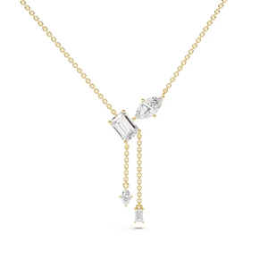 สร้อยคอ VB-182SR Toi Et Moi Lariat ประดับเพชร E VS1 เกรด 0.40 กะรัต ทองคำขาว 14K ประดับมรกตทรงมาร์คีส์ เพชรแล็บ สร้อยคอแบบห้อยประดับพู่ - Product Image 2