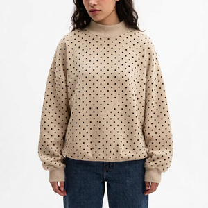 Sweat-shirt molletonné oversize pour femme à col montant, uni, en tissu brossé doux, coupe décontractée, manches longues, style preppy décontracté - Product Image 1