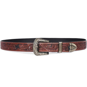Ceinture en cuir d'Argentine de style occidental 1,5 Luxe Véritable cuir de vache Ceinture en cuir occidentale à motifs floraux avec travail artisanal - Product Image 3