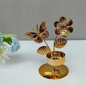 Modern Gold Wood 3 Arms Square Eco-Friendly Heat Resistant Candle Holder Luxury Triple Head Votive Tealight Stand Easter Wedding - Product Image 4