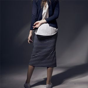 ODM Woman Long Elastic Waist <b>Black</b> Cotton Polyester <b>Skirt</b> - Product Image 5