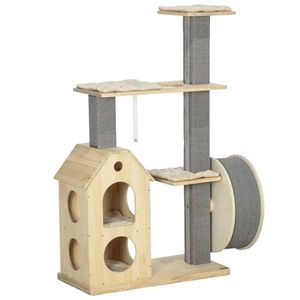 Lussuoso Tiragraffi Grande per Gatti in Legno Massello, Moderno e di Stile Contemporaneo, con Cuccia Interna per Gatti, Ideale per Arrampicarsi e Giocare - Product Image 3