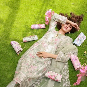 Venta de liquidación Vestido de fiesta para mujer Dr Haris Organza Shalwar Kamez Dupata Estilo indio pakistaní al por mayor - Product Image 3