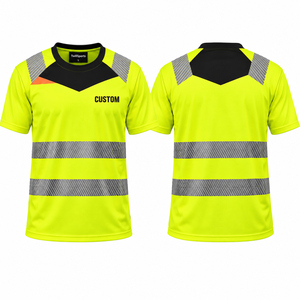 OEM Service T Shirt Reflective Safety <b>Black</b> Short Sleeve HIGH Visibility Work Printing OEM Service - Product Image 1