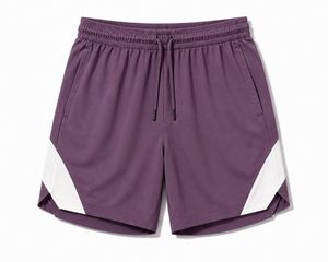 Shorts de sport pour hommes, panneaux latéraux blancs, fermeture à cordon, séchage rapide, respirant, tissu polyester, logo avant, fermetures éclair, décontracté, sport - Product Image 4