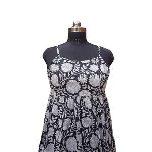 Vestido Midi Bohemio de Punto 100% Algodón, Cuello en V, Estampado Floral, Sin Mangas, Silueta Ajustada para Fiestas de Verano - Product Image 2