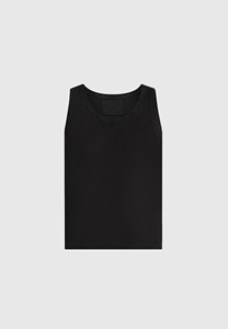 เสื้อกล้ามคอกลมถักสีดำสำหรับผู้ชาย เสื้อแขนกุดแบบลำลองสีพื้น - Product Image 2
