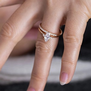 แหวนเพชรทรงมาร์คีส์ 1.36 กะรัต เพชรเลี้ยงในห้องปฏิบัติการ ทองคำขาว 14K แหวนเพชรเม็ดเดี่ยว แหวนแต่งงานสามเม็ด แหวนเจ้าสาว - Product Image 5