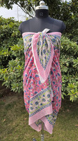 Paréo une pièce pour femme, 100 % coton, pour la plage, avec logo avant, réversible, coupe-vent, motif floral, respirant