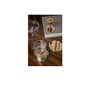 Minimalist Mug Coaster Contemporary Metal Design Durable <b>Scratch</b> Resistant Table Protection Home Office Decorative Accessory - Product Image 1
