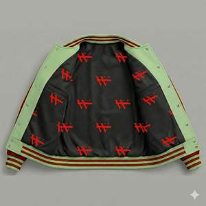 Veste universitaire avec manches en cuir PU et broderie directe - Product Image 3