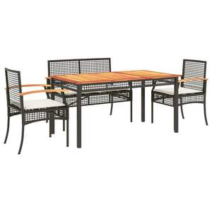 Conjunto de Comedor de Jardín de Ratán PE Negro con Fundas Extraíbles - Product Image 2