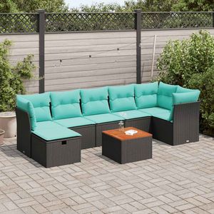 Ensemble de canapés de patio en polyrotin noir, 8 pièces, avec coussins, ensembles de jardin - Product Image 1