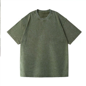 เสื้อยืดโอเวอร์ไซส์สีดำสำหรับผู้ชาย คอกลม แขนสั้น ผ้าคอตตอนเจอร์ซีย์แบบซักแล้ว สไตล์ลำลอง สีพื้น ทรงปกติ - Product Image 1