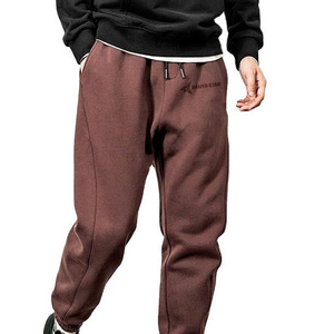 Daizen Star Men's Brown Cotton Fleece Quick Dry Sweatpants Elastic Waist Drawstring Casual Joggers Side Pockets Midweight Autumn - Product Image 2