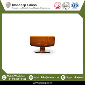 Colección de Cristalería Decorativa Contemporánea de Vidrio Sólido Reciclado Color Ámbar Burbuja con Acabado Elegante - Product Image 6