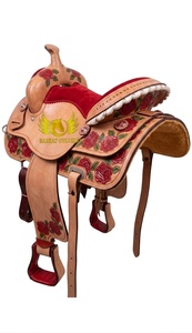 Selle de cheval western en cuir véritable peinte à la main avec motif de rose, selle de cheval portable avec design de rose peinte à la main - Product Image 4
