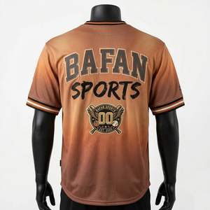 เสื้อยืดผู้ชายผ้าฝ้าย 100% ทรงหลวม พิมพ์ลาย เสื้อเบสบอลชาย 190 GSM ผ้าโพลีเอสเตอร์ระบายอากาศได้ดี สีน้ำตาล โลโก้ - Product Image 2