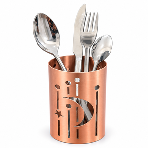 Cubiertos Decorativos de Metal con Acabado en Oro Rosa con Soporte – Organizador de Utensilios con Diseño de Luna y Estrella, Calidad Premium al Precio Más Bajo - Product Image 1