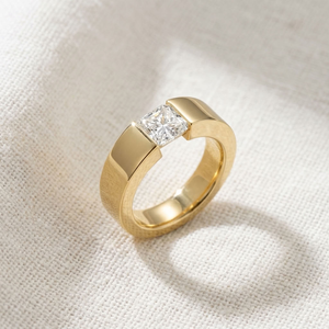 <b>Emerald</b> Cut Diamond <b>Ring</b> 14K Yellow Gold Prong Setting Classic Eternity <b>Band</b> Unisex Geometric Style Wedding IGI Certified - Product Image 4