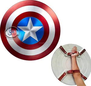 Perisai Captain America, Avengers genggam Marvel, dekorasi Model, seri legenda, Aluminium 24 inci