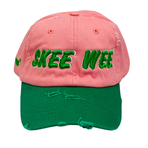Cappello da Baseball Skee <span class=keywords><strong>Wee</strong></span> Rosa e Verde con Lettera Ricamata, Bicolore, Regolabile, in Cotone, Stile Casual e Vintage - Product Image 1