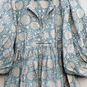 Beautiful floral Cotton Block Printed dress Dress For Casual wear Hand Block Printed Dress - Product Image 6