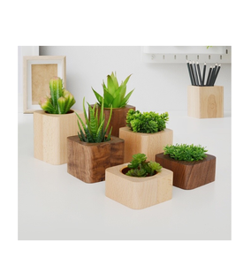 Square Wood Planter Pot Home Decoration Pen and <b>Desk</b> Decoration Wood Planter Pot Best Price - Product Image 3
