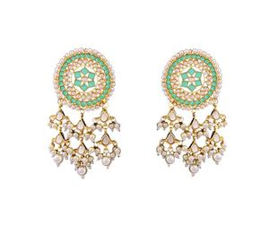 Women's Ethnic Statement Chandelier Drop Earrings Zinc Alloy Gold Plated Crystal Rhinestone Bead Embellishment Geometric Design - Product Image 3