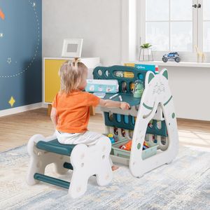 Pizarra Magnética de Doble Cara 3 en 1 con Taburete, Escritorio Plegable para Dibujar y Jugar - Product Image 2