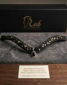 Cinturón de frente para caballo de cristal con diamantes de imitación, accesorios personalizados con logo, aparejos cómodos de cuero, modelo internacional 7860B - Product Image 1