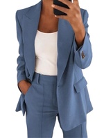 Ensemble pantalon et blazer en velours respirant pour femme, design 2025, coupe longue et ajustée, manches longues, bouton unique, tenue de bureau formelle