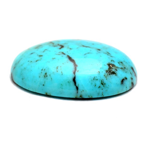 Turquesa ovalada lisa de 20x25 mm, cabujones de turquesa natural de Arizona con matriz de cobre, piedra preciosa con reverso plano para joyería. - Product Image 1