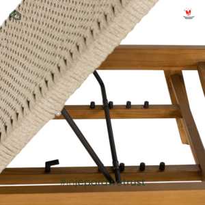 Chaise longue Samodra en teck premium, élégante, avec corde tressée, durable, réglable, pliable, écologique, pour extérieur, plage, piscine - Product Image 5
