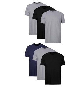 Camisetas de Algodón de Corte Regular para Hombre, Color Sólido, Manga Corta, Cuello Redondo, Diseño Liso, Negro, Gris, Azul Marino - Product Image 1
