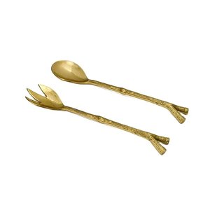 New Decorative Metal Salad Server Brass Ribbed Shell Handle End Gold Salad Server Sets for Home Dining Table Use - Product Image 6