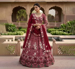 Georgette lehenga choli ชุดปาร์ตี้เย็บปักกลับด้านได้ - Product Image 1