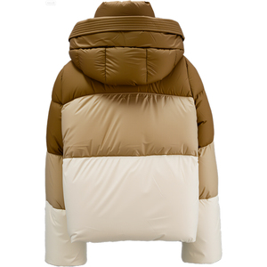 Chaqueta Acolchada con Capucha y Bloques de Color para Mujer, Abrigo de Invierno con Manga Larga, Relleno Grueso de Poliéster, Cierre de Cremallera, Largo Corto - Product Image 6
