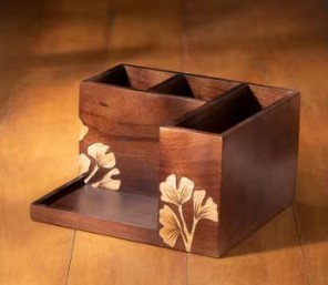 Rustic Mango Wood Cutlery Holder With Multiple Compartments And Metal Handles Perfect For Kitchen Dining And <b>Table</b> Organization - Product Image 4