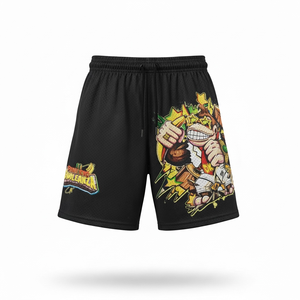 Shorts de basketball unisexe IOTA SPORTS en maille extensible de qualité supérieure avec logo frontal, 100 % polyester, entrejambe de 7 pouces, anti-plis et respirant - Product Image 1