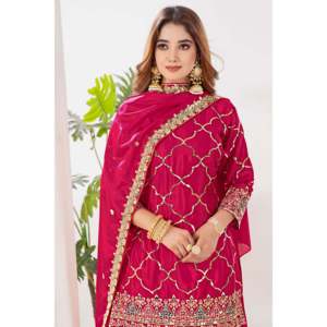 Ensemble de vêtements de fête pour femmes de créateur Sharara Plazzo Dupatta - Product Image 5