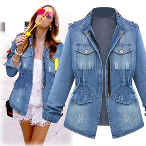 Women's Black Denim Jackets <b>Button</b> Beaded Loose Fit Casual Outerwear Eco-Friendly Polyester/Cotton Fabric Color 2026 - Product Image 2
