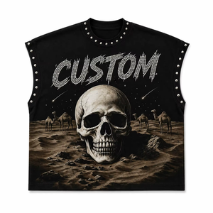 Débardeur personnalisé avec impression graphique en strass, nouveau t-shirt sans manches tendance, unisexe, confortable, streetwear, mode, vente en gros OEM - Product Image 1